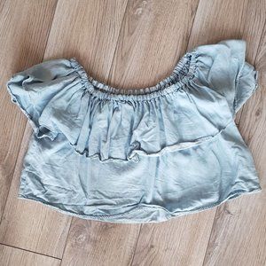 Denim Ruffle Crop Top
